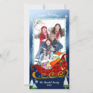 Cartes Pour Fêtes Annuelles Père Noël Sleigh Festive Photo de vacances