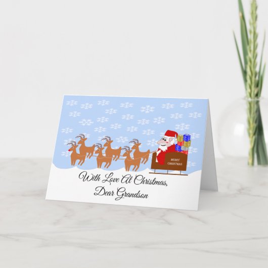 Cartes Pour Fêtes Annuelles Père Noël Sleigh Grandson Noël (Devant)
