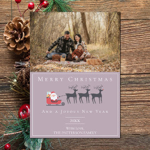 Cartes Pour Fêtes Annuelles Père Noël Sleigh Photo de Noël   Rose