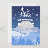 Cartes Pour Fêtes Annuelles Père Noël Sleigh & Reindeer Flying in the Midnight (Devant)