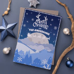 Cartes Pour Fêtes Annuelles Père Noël Sleigh & Reindeer Flying in the Midnight<br><div class="desc">Appréciez le charme festif avec cette adorable carte de Noël ! Imaginez un traîneau à Père Noël planant au-dessus d'une ville sereine, recouvert de flocons de neige contre un ciel captivant de minuit. Partagez la magie et le plaisir de la saison avec cette carte délicieuse. Ho, ho, espère que vos...</div>