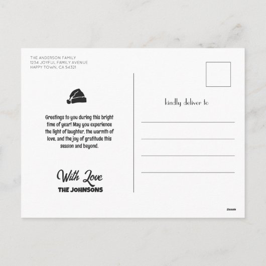 Cartes Pour Fêtes Annuelles Père Noël Sleigh & Reindeer Flying in the Midnight (Dos)