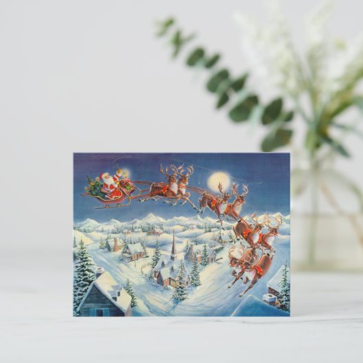 Cartes Pour Fêtes Annuelles PÈRE NOËL, SLEIGH & REINDEER par SHARON SHARPE (Debout devant)