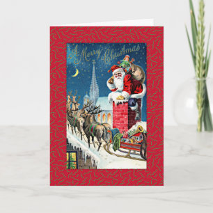 Cartes Pour Fêtes Annuelles Père Noël Sleigh Ride