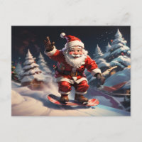 Père Noël snowboard en montagne