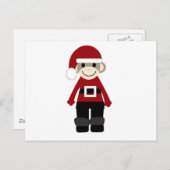 Cartes Pour Fêtes Annuelles Père Noël Sock Monkey (Devant / Derrière)