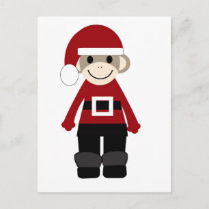 Cartes Pour Fêtes Annuelles père Noël Sock Monkey