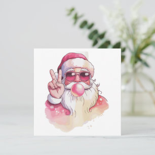 Cartes Pour Fêtes Annuelles Père Noël soufflant du bubble gum lunettes de sole