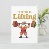 Cartes Pour Fêtes Annuelles Père Noël soulève des poids (Debout devant)