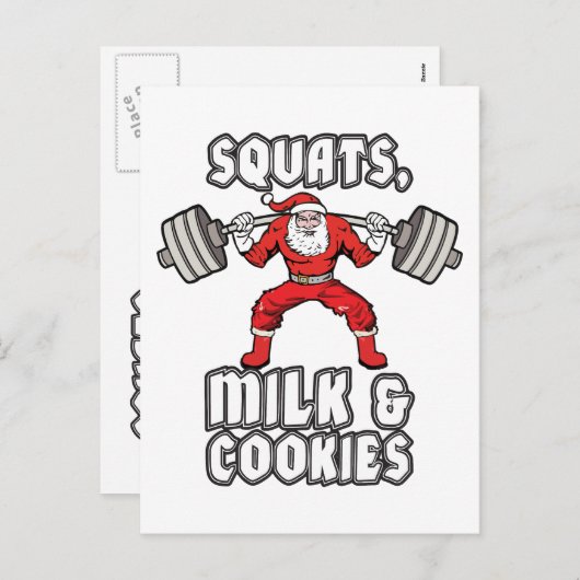 Cartes Pour Fêtes Annuelles Père Noël - Squats, Lait et Cookies (Devant / Derrière)