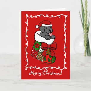 Cartes Pour Fêtes Annuelles Père Noël Stocker Black Lab Puppy Cartoon