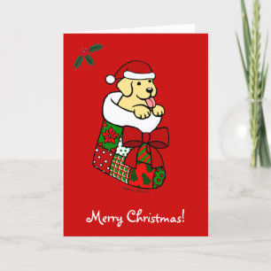 Cartes Pour Fêtes Annuelles père Noël Stocker Jaune Lab Puppy Cartoon