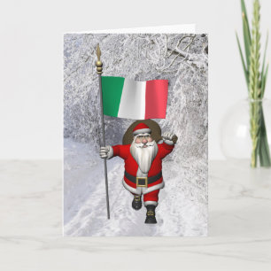 Cartes Pour Fêtes Annuelles Père Noël Sucré Avec Drapeau D'Italie