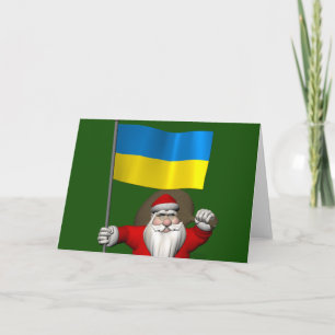 Cartes Pour Fêtes Annuelles Père Noël Sucré Avec L'Enseigne De L'Ukraine