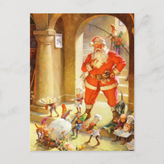 Cartes Pour Fêtes Annuelles Père Noël Supervise les elfes à cuire des cookies