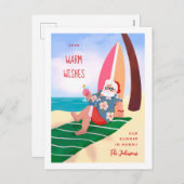 Cartes Pour Fêtes Annuelles Père Noël sur la plage Fêtes d'été Noël (Devant / Derrière)