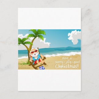 Cartes Pour Fêtes Annuelles Père Noël sur la plage, Père Noël en vacances
