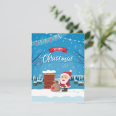 Cartes Pour Fêtes Annuelles Père Noël sur le toit (Debout devant)