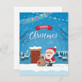 Cartes Pour Fêtes Annuelles Père Noël sur le toit (Devant / Derrière)