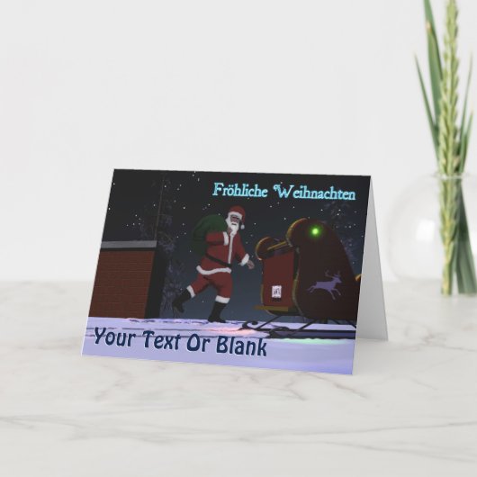 Cartes Pour Fêtes Annuelles Père Noël Sur Le Toit - Frohliche Weihnachten (Devant)