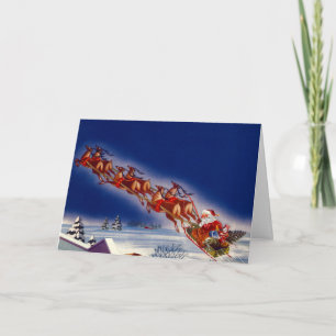 Cartes Pour Fêtes Annuelles Père Noël sur son Sleigh