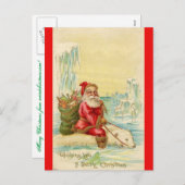 Cartes Pour Fêtes Annuelles Père Noël sur un ours polaire (Devant / Derrière)