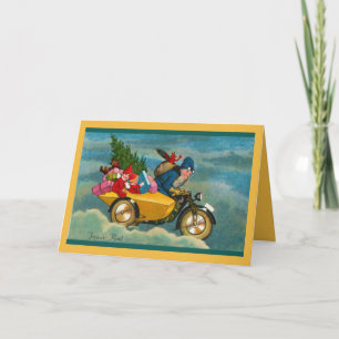 Cartes Pour Fêtes Annuelles Père Noël sur un scooter
