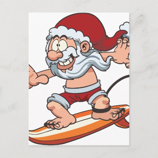 Cartes Pour Fêtes Annuelles Père Noël Surf (Devant)