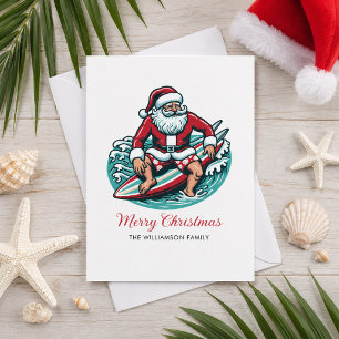 Cartes Pour Fêtes Annuelles Père Noël Surf Rétro Vibes Tropicales