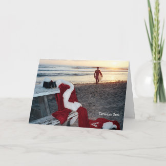 Cartes Pour Fêtes Annuelles Père Noël surfe le jour après Noël