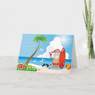 Cartes Pour Fêtes Annuelles Père Noël surfeur