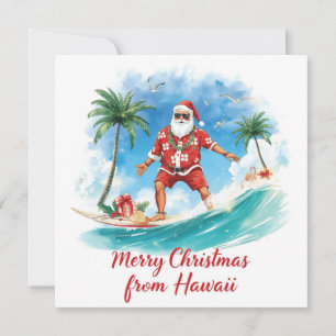 Cartes Pour Fêtes Annuelles Père Noël surfeur à Hawaï – Noël tropical 