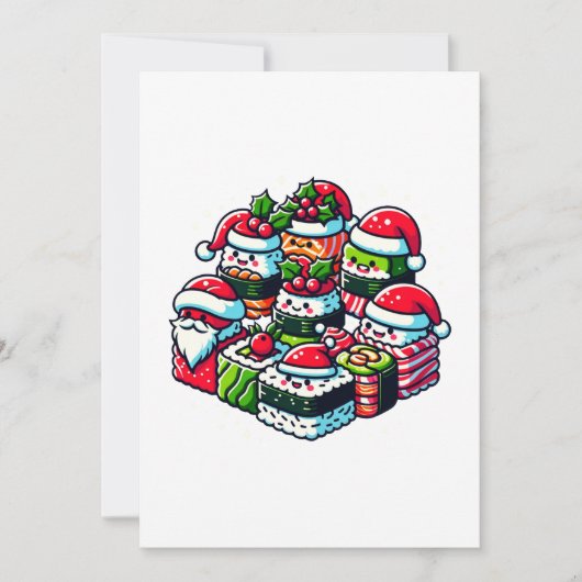 Cartes Pour Fêtes Annuelles Père Noël Sushi Delight - Art de Noël Festif (Devant)