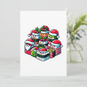 Cartes Pour Fêtes Annuelles Père Noël Sushi Delight - Art de Noël Festif (Debout devant)