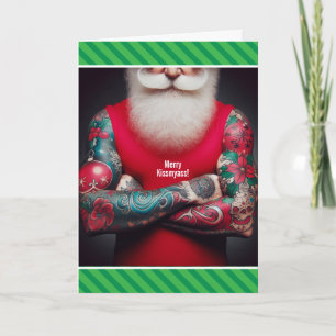 Cartes Pour Fêtes Annuelles Père Noël tatoué drôle - Encriez les salles