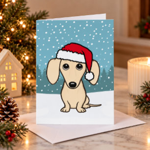 Cartes Pour Fêtes Annuelles Père Noël teckel à la crème Chien viennois Noël