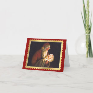 Cartes Pour Fêtes Annuelles Père Noël tenant l'Enfant Jésus