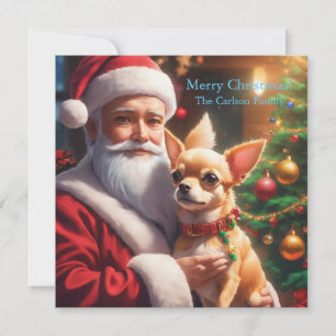 Cartes Pour Fêtes Annuelles Père Noël tenant un chihuahua