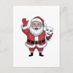 Cartes Pour Fêtes Annuelles Père Noël tenant un visage de mime Théâtre Noël Pe