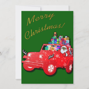 Cartes Pour Fêtes Annuelles Père Noël Tout Terrain Joyeux Noël !