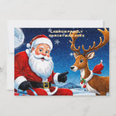 Cartes Pour Fêtes Annuelles Père Noël traditionnel avec son renne Personnalisé (Devant)