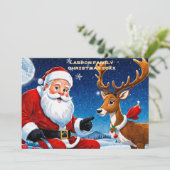 Cartes Pour Fêtes Annuelles Père Noël traditionnel avec son renne Personnalisé (Debout devant)