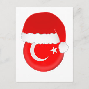 Cartes Pour Fêtes Annuelles Père Noël turc, drapeau et casquette