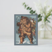 Cartes Pour Fêtes Annuelles Père Noël velu fumant son tuyau (Debout devant)