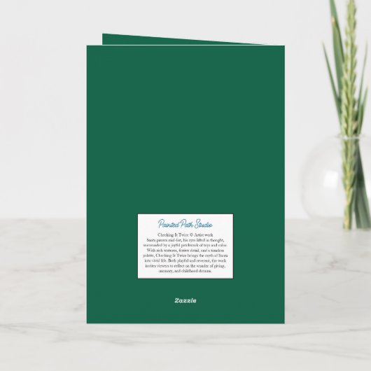 Cartes Pour Fêtes Annuelles Père Noël Vert Classique À L'Intérieur La Vérifie  (Dos)