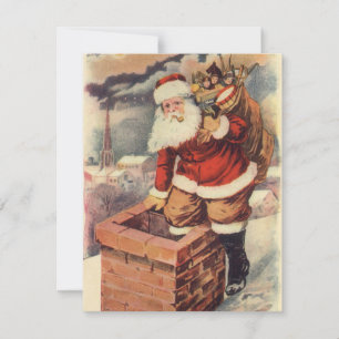 Cartes Pour Fêtes Annuelles Père Noël victorien de Noël vintage dans une chemi