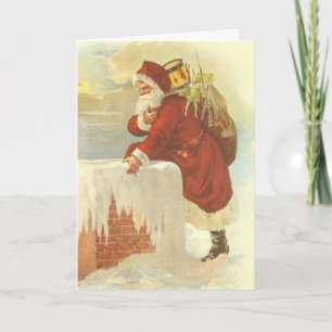 Cartes Pour Fêtes Annuelles Père Noël victorien de Noël vintage dans une chemi