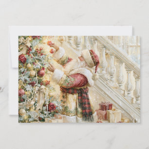 Cartes Pour Fêtes Annuelles Père Noël victorien rouge or ivoire Noël