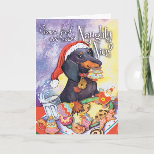 Cartes Pour Fêtes Annuelles Père Noël vilain Doxie (Devant)