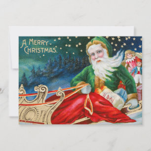 Cartes Pour Fêtes Annuelles Père Noël vintage à Sleigh Joyeux Noël
